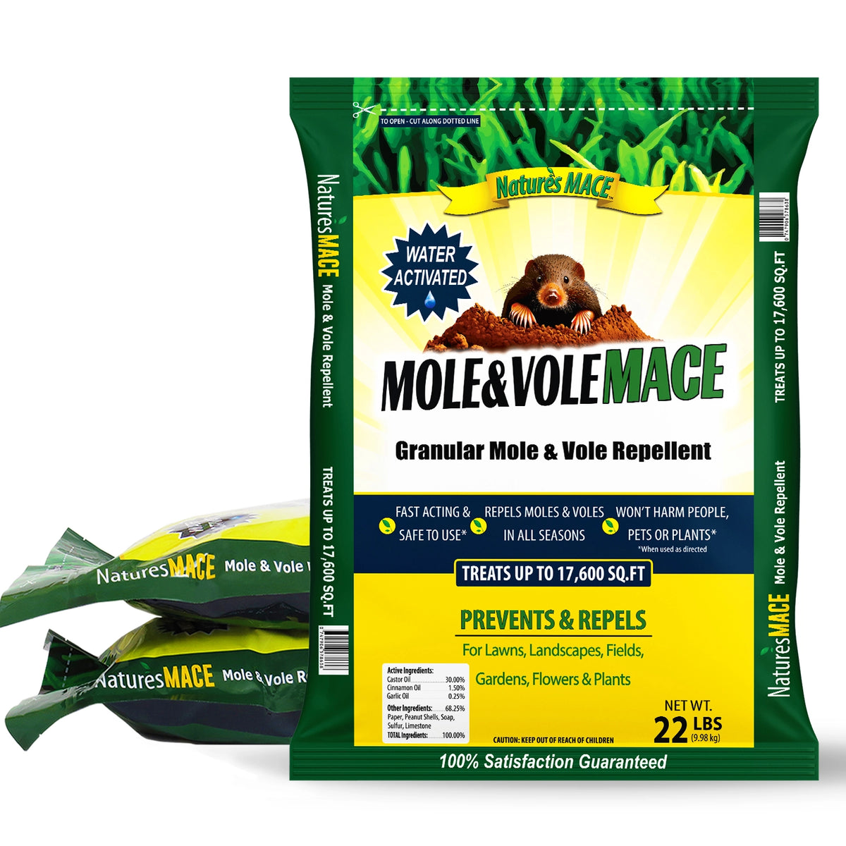 Mole & Vole MACE Granular 22lb mole and vole repellent 3 Pack
