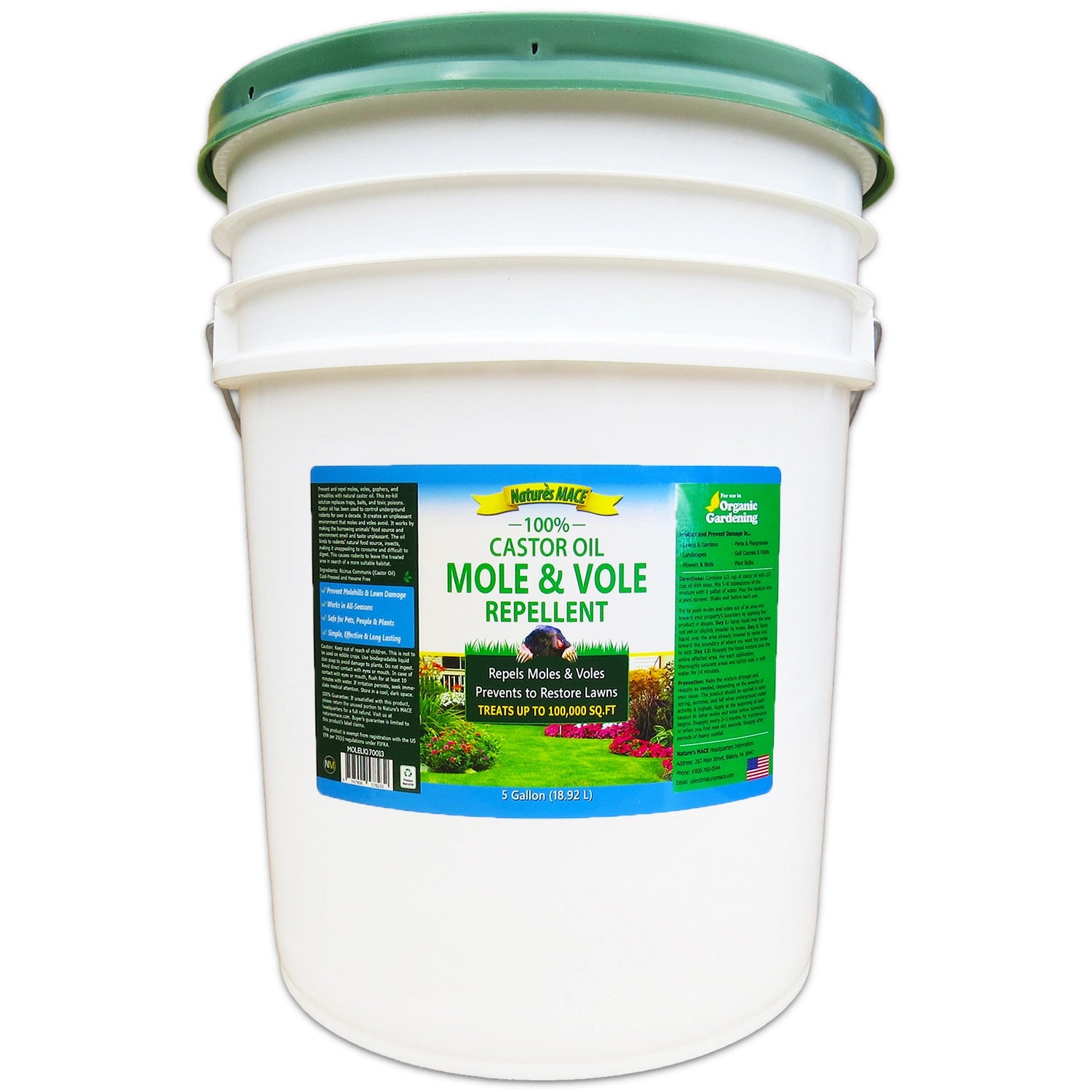 Nature's MACE Mole and Vole Repellent 5 Gallon Pure Castor Oil | gallery:5-gallon