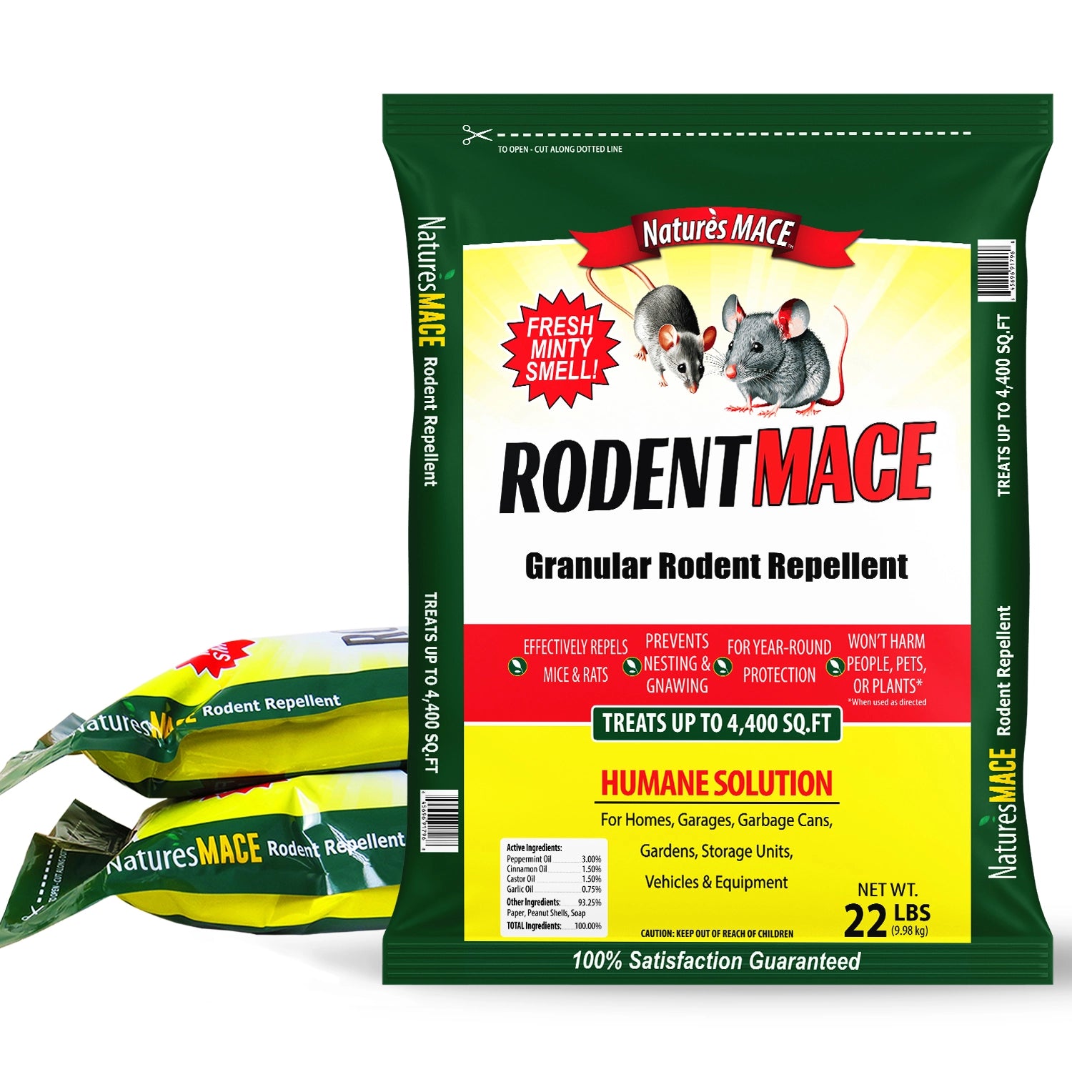 Rodent MACE Granular 22lb rodent repellent 3 Pack | gallery:3-pack