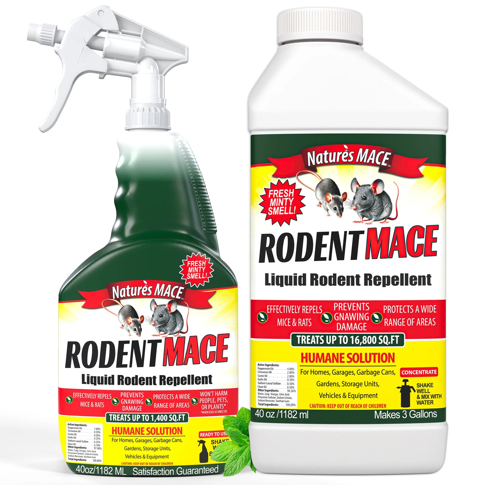 Rodent MACE rodent repellent 40 ounce Ready to Use Spray and 40 ounce Concentrate Combo Kit | gallery:combo-kit