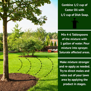 Application instructions for Castor Oil Mole Repellent