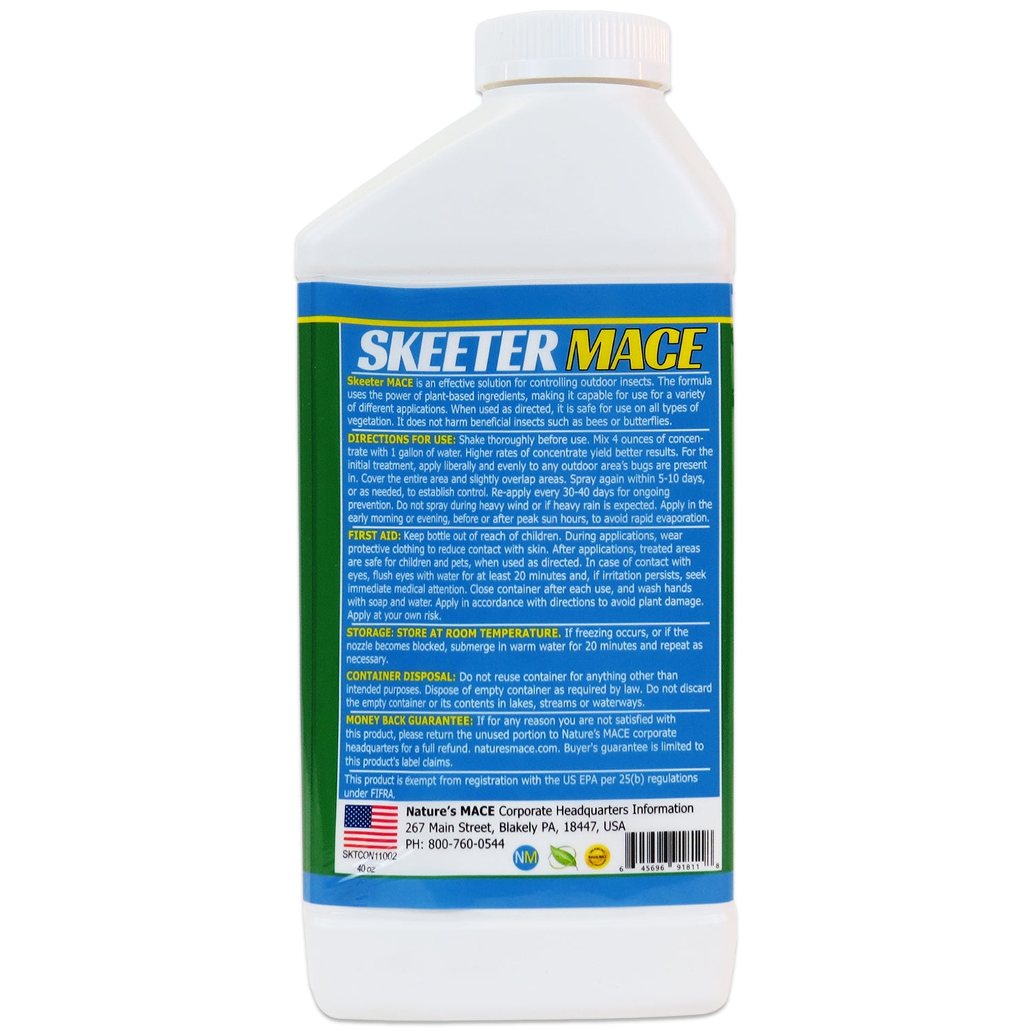Skeeter MACE Liquid Outdoor Insect Control 40oz/ natural mosquito repellent | gallery:40-oz-conc