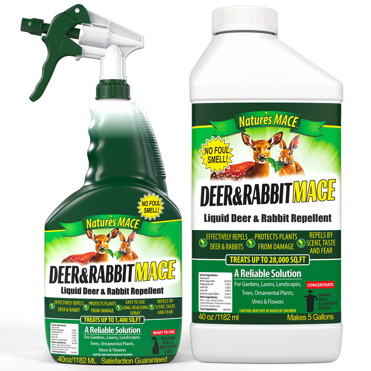 Deer and Rabbit MACE deer and rabbit repellent 40 ounce Ready to Use Spray and 40 ounce Concentrate Combo Kit
