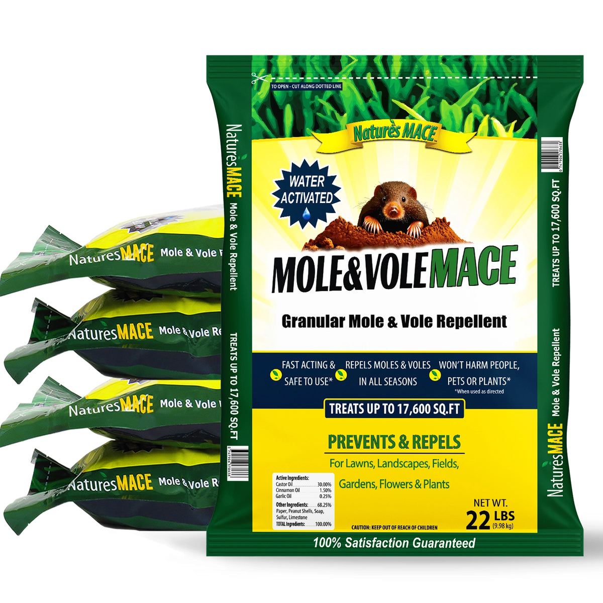 Mole & Vole MACE Granular 22lb mole and vole repellent 5 Pack