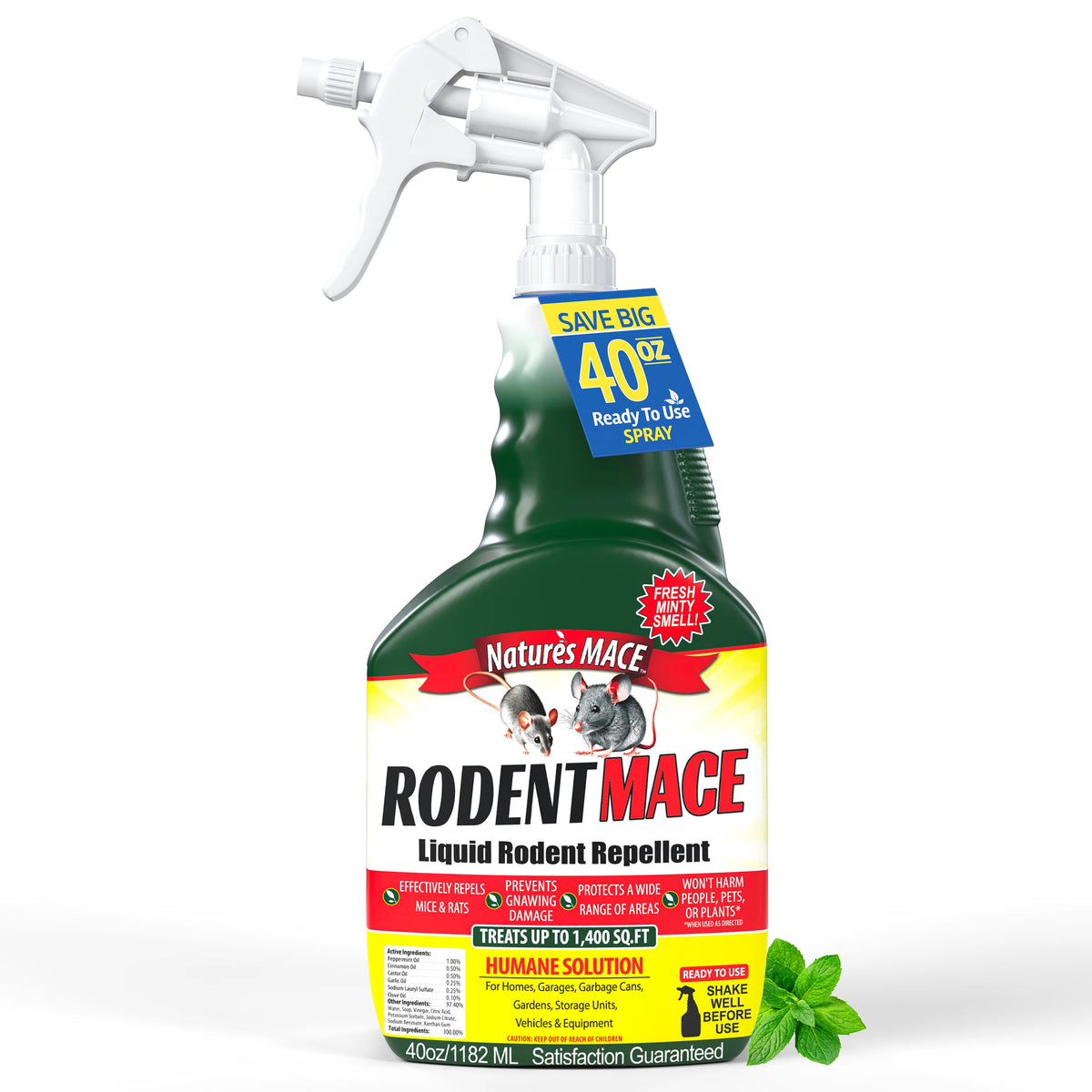 Rodent MACE Peppermint Rodent Repellent 40oz Spray repels rodents mice rats | gallery:40-oz-spray