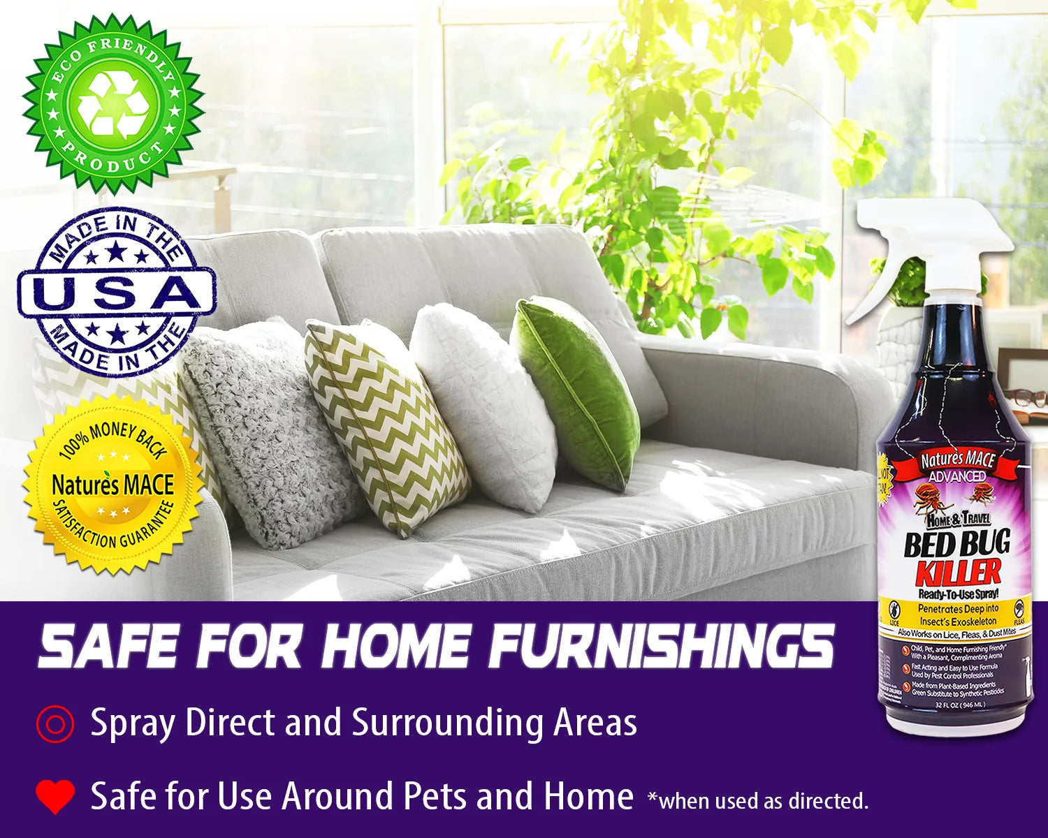 Nature's MACE Bed Bug Killer Safe for home furnishings | gallery:all