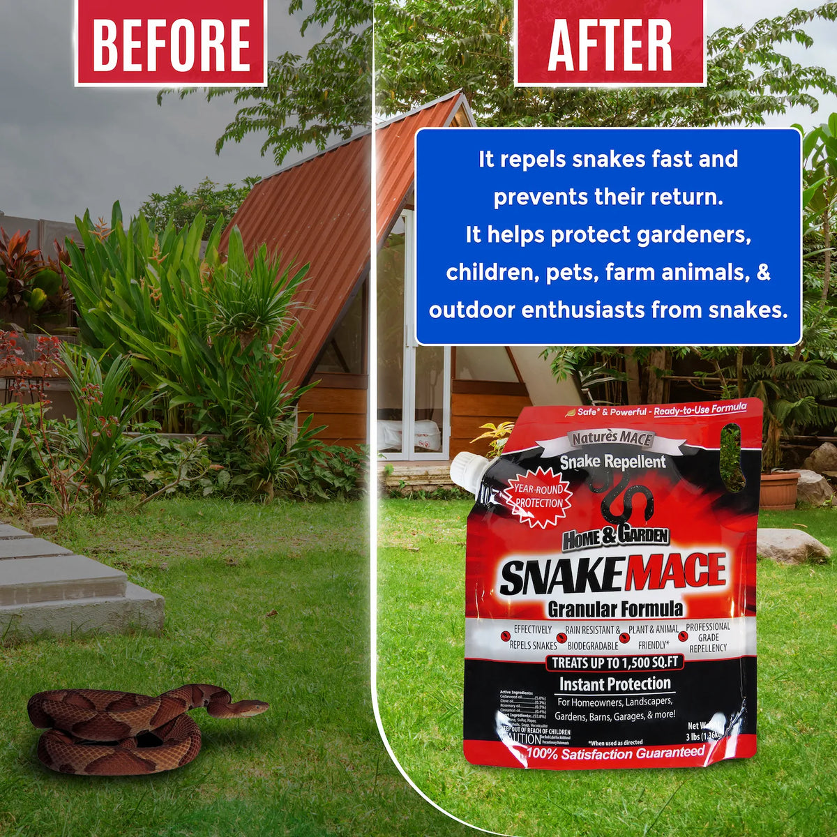 Snake MACE Repels snakes and prevents their return 