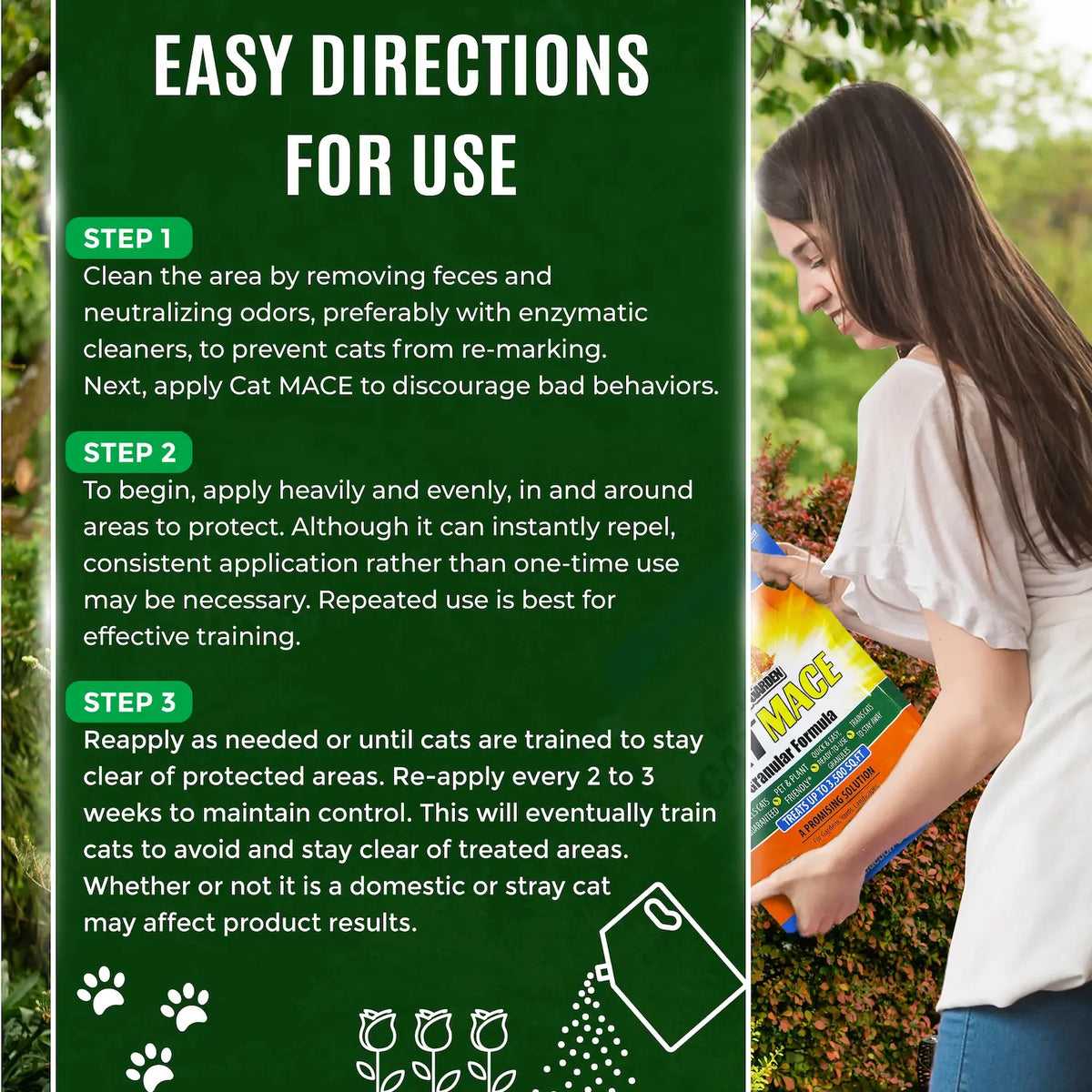 Natures MACE Cat MACE Granular Cat Repellent  Directions