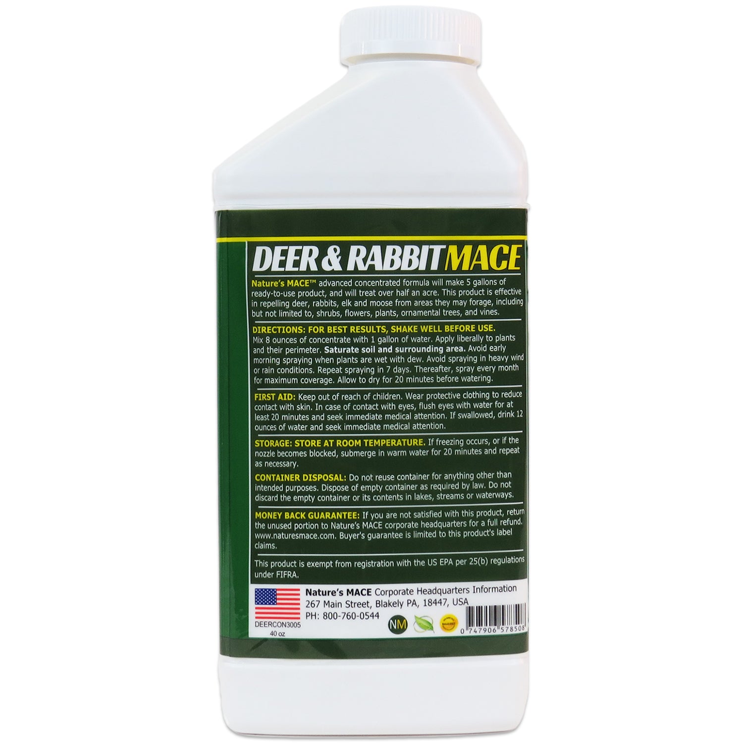Deer and Rabbit MACE Liquid 40oz/ deer repellent | gallery:40-oz-conc
