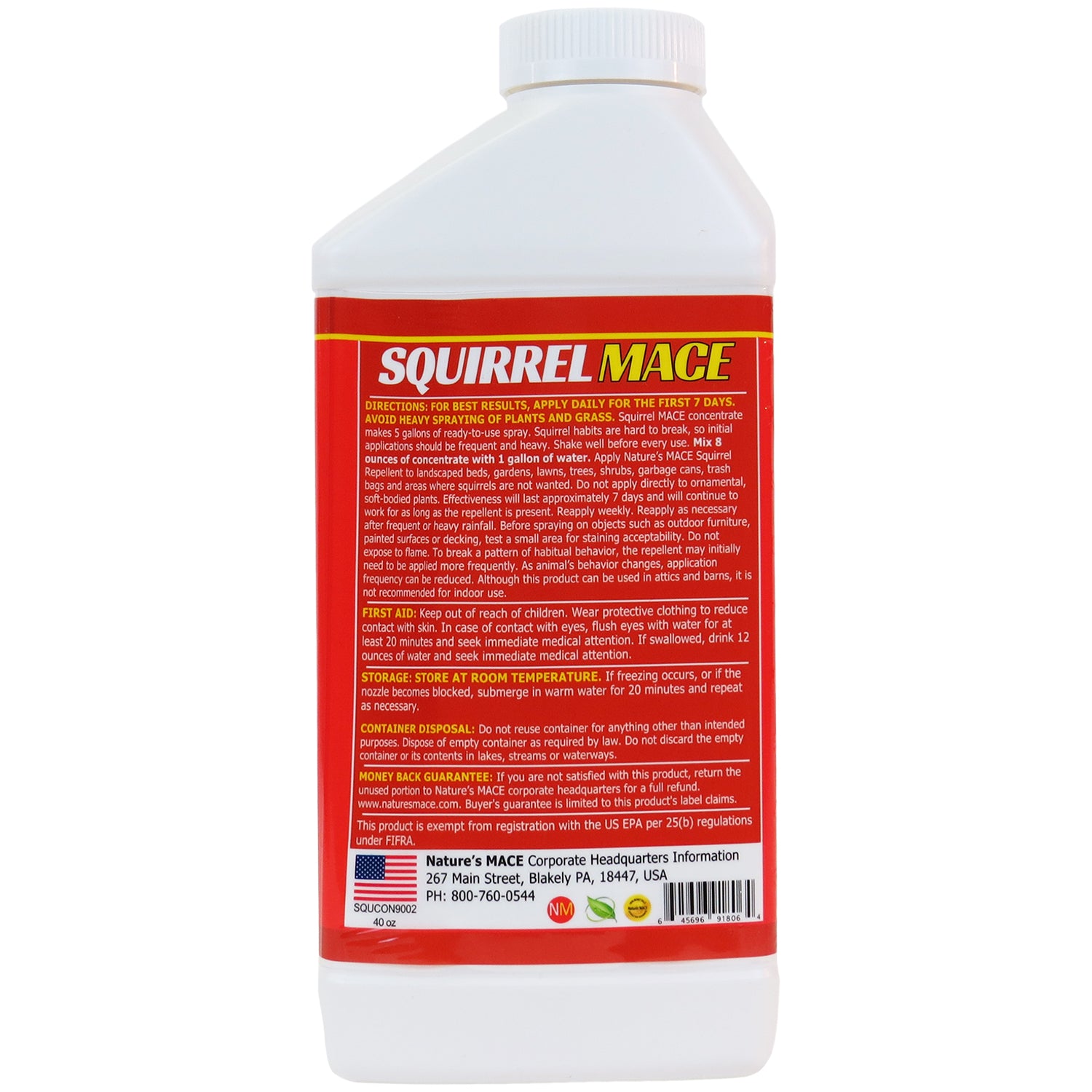 Squirrel MACE Squirrel Repellent/ squirrel repellent spray | gallery:40-oz-conc