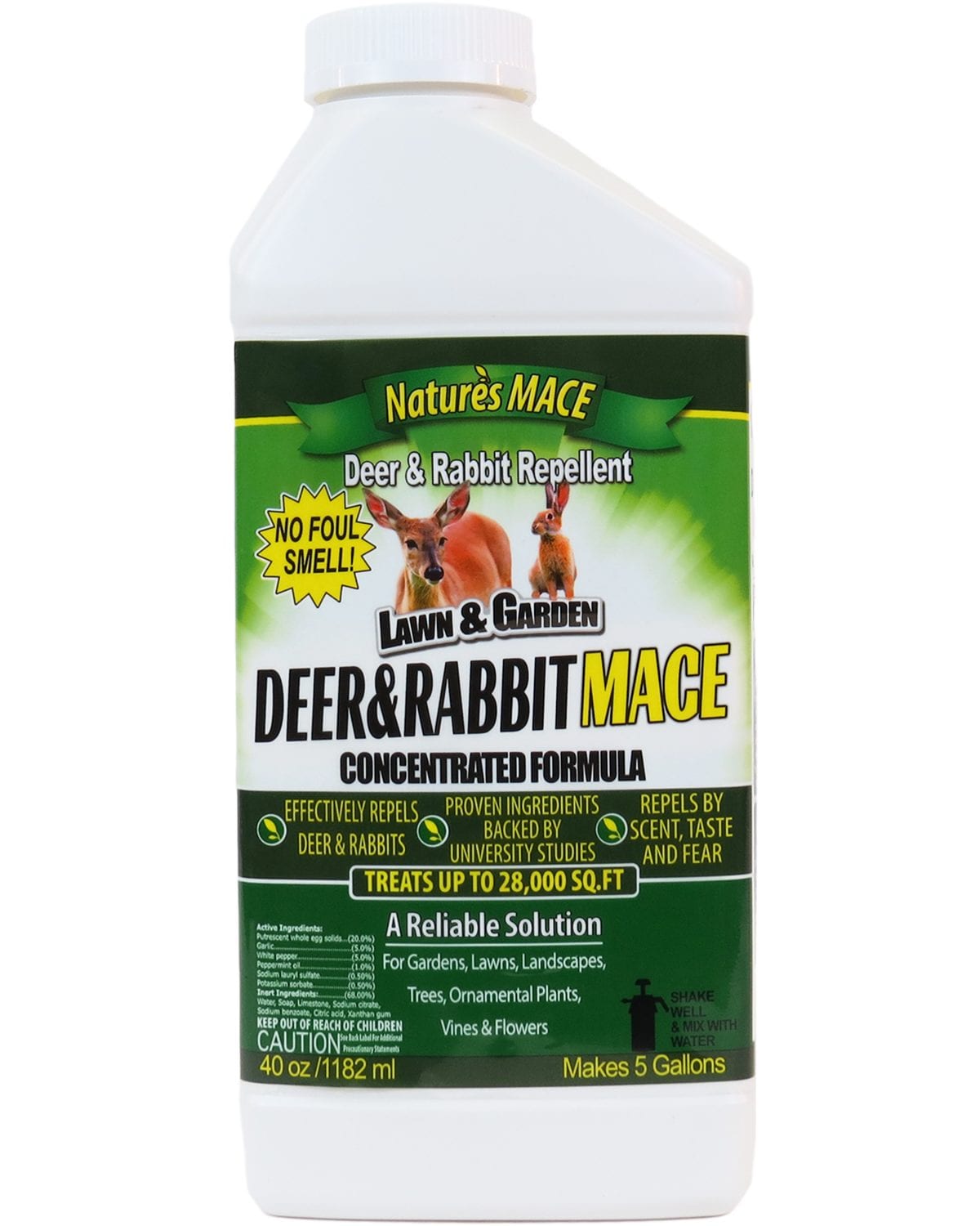 Details about   Nature's MACE Rabbit repellent Concentrate Makes 5 Gallons Treats 28,000 Sq.Ft 